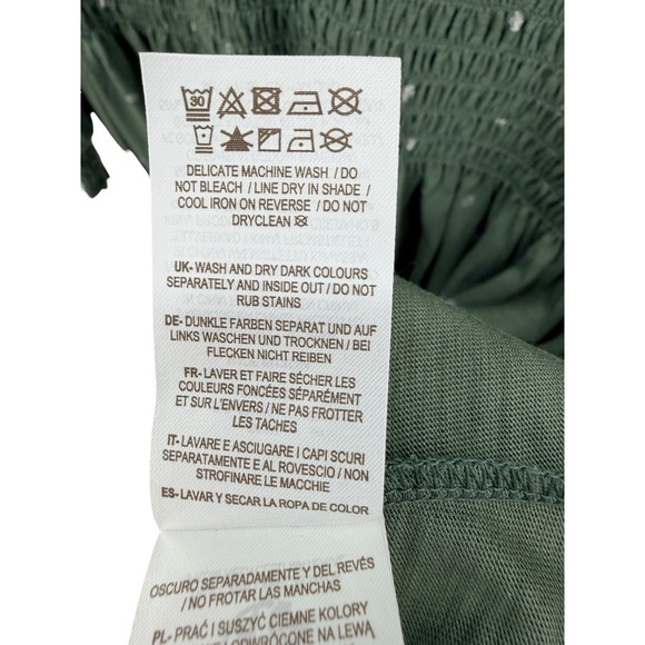 Boden Smocked Button Front Long Sleeve Cotton Blend Dress Green Dots 12R NWT - Picture 6 of 12